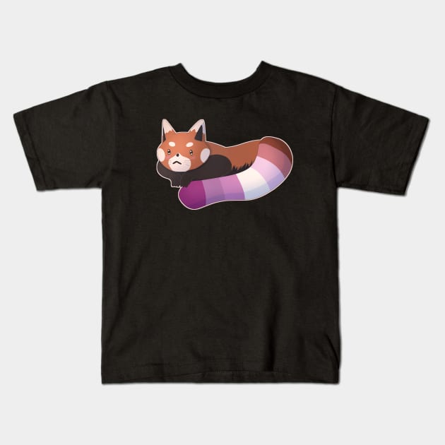 Lesbian Pride Red Panda Kids T-Shirt by celestialuka